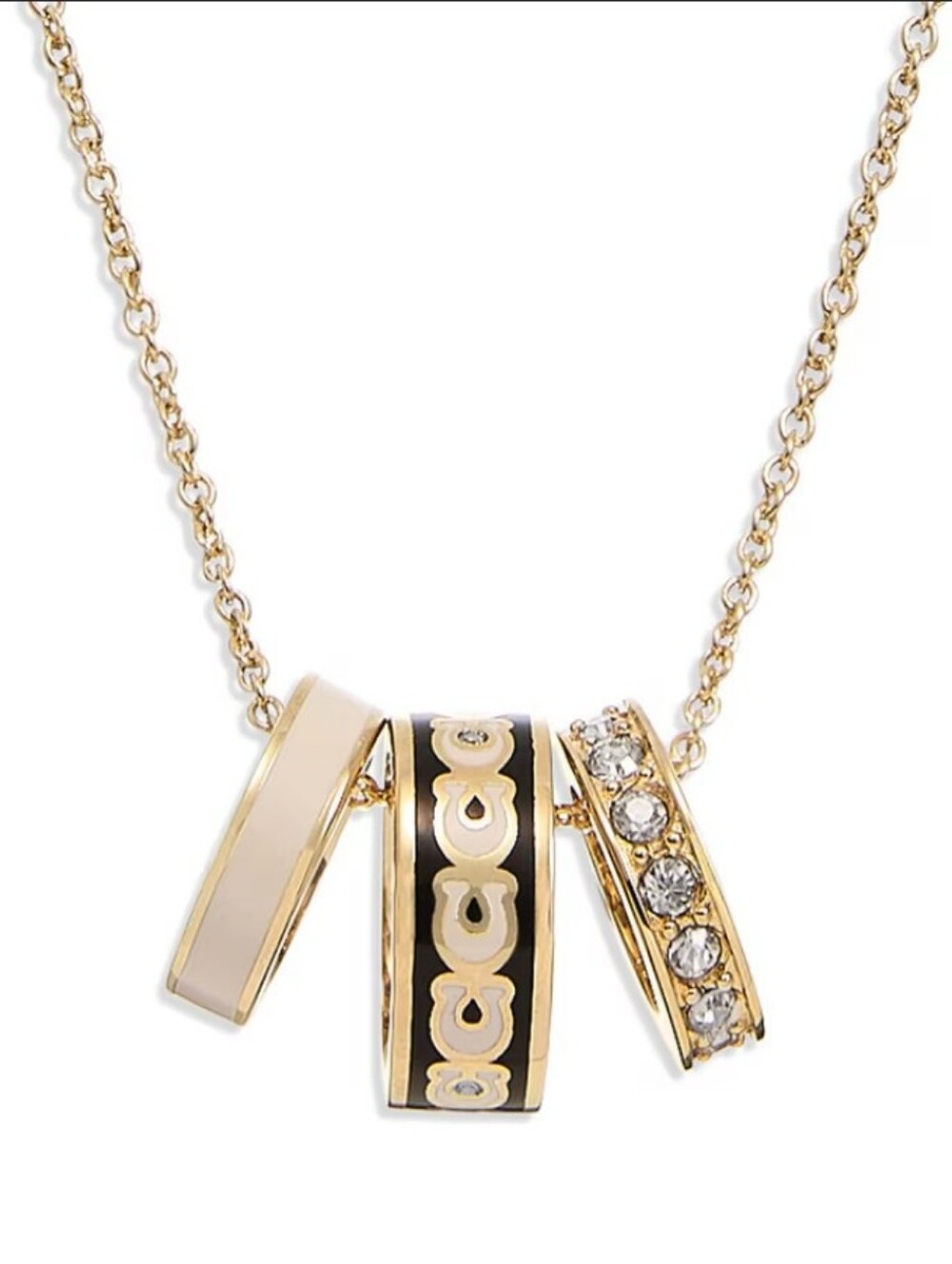 COACH Signature Enamel Rondell Necklace - Gold/Black